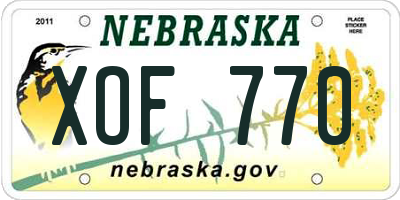 NE license plate XOF770