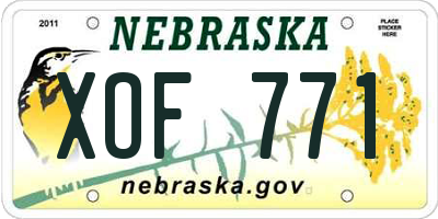 NE license plate XOF771