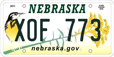 NE license plate XOF773