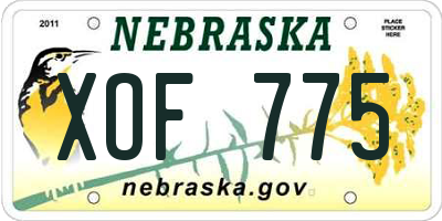 NE license plate XOF775