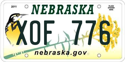 NE license plate XOF776