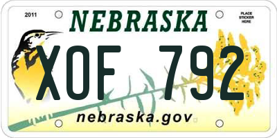 NE license plate XOF792