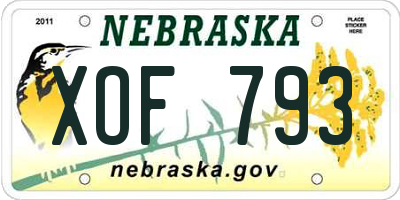 NE license plate XOF793