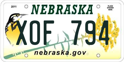 NE license plate XOF794