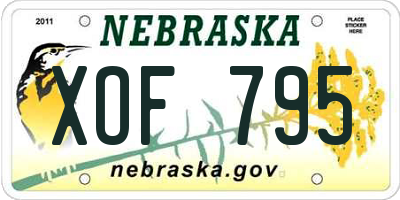 NE license plate XOF795