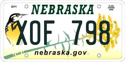 NE license plate XOF798