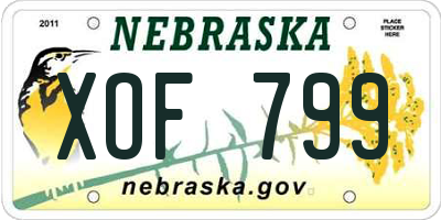 NE license plate XOF799