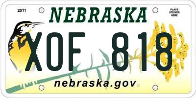 NE license plate XOF818