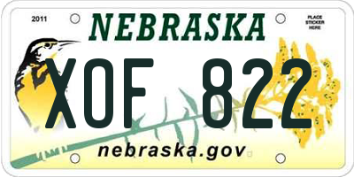 NE license plate XOF822