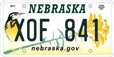 NE license plate XOF841