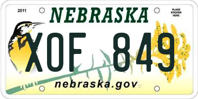 NE license plate XOF849