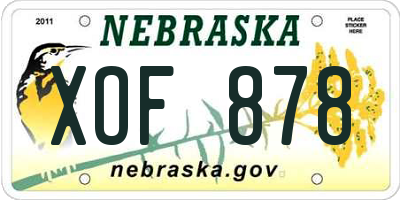 NE license plate XOF878