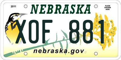 NE license plate XOF881