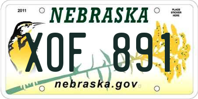 NE license plate XOF891