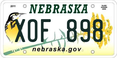 NE license plate XOF898