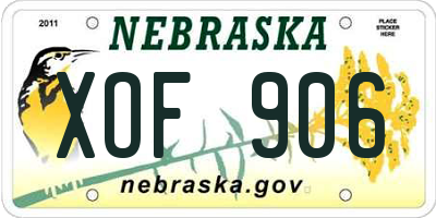 NE license plate XOF906