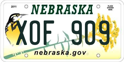 NE license plate XOF909