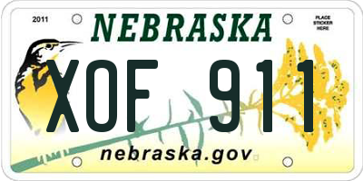 NE license plate XOF911