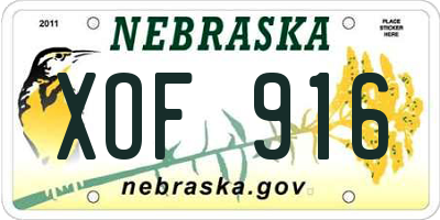 NE license plate XOF916