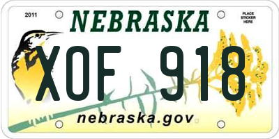 NE license plate XOF918