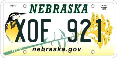 NE license plate XOF921