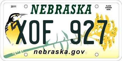 NE license plate XOF927
