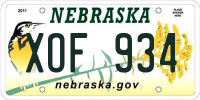 NE license plate XOF934
