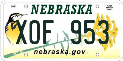 NE license plate XOF953