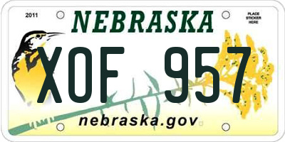 NE license plate XOF957