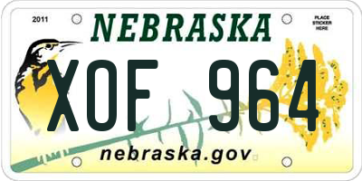NE license plate XOF964