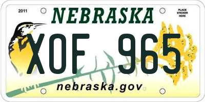 NE license plate XOF965