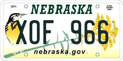 NE license plate XOF966