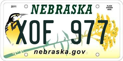 NE license plate XOF977