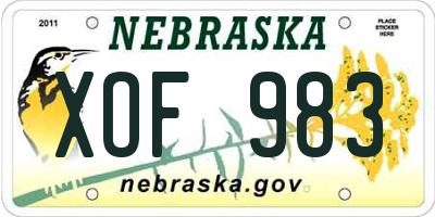 NE license plate XOF983