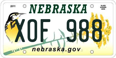 NE license plate XOF988