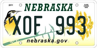 NE license plate XOF993