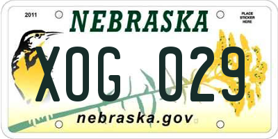 NE license plate XOG029