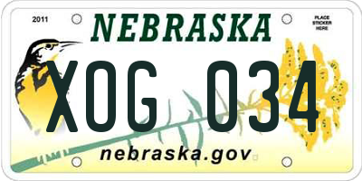NE license plate XOG034