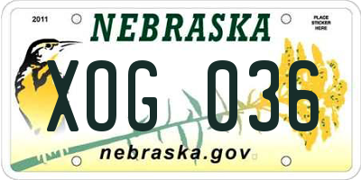 NE license plate XOG036