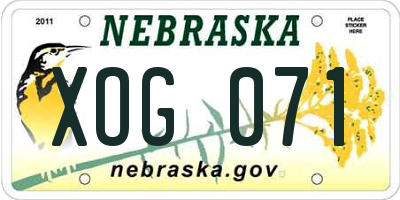 NE license plate XOG071