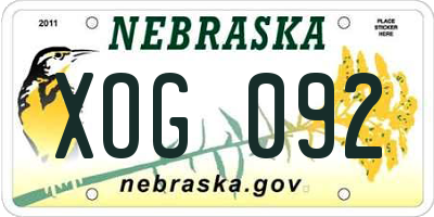 NE license plate XOG092