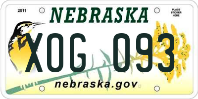 NE license plate XOG093