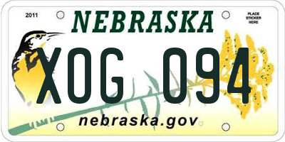 NE license plate XOG094