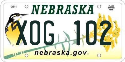 NE license plate XOG102