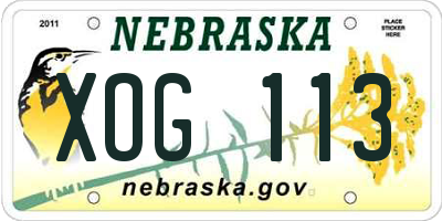 NE license plate XOG113