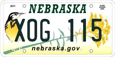 NE license plate XOG115