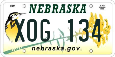 NE license plate XOG134
