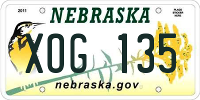 NE license plate XOG135