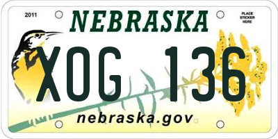 NE license plate XOG136