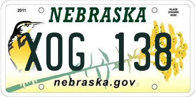 NE license plate XOG138